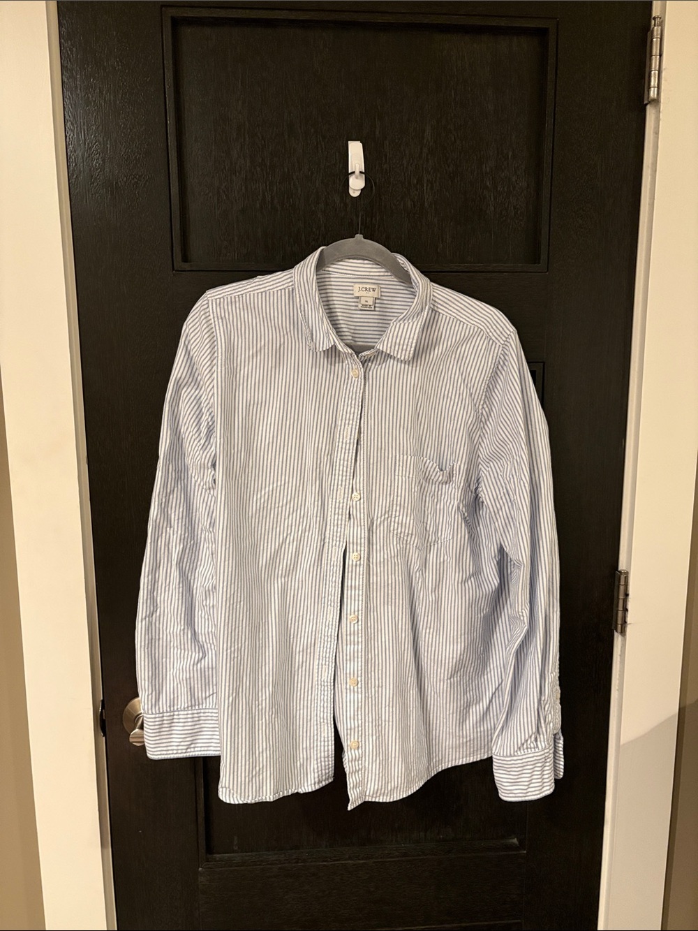 J crew 100% cotton striped button down blouse women XL